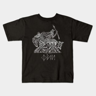 Odin Entering Valhalla on Sleipnir (Gray) Kids T-Shirt